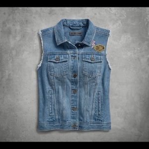 WOMEN'S SKULL LIGHTNING DENIM VEST - 96249-18VW